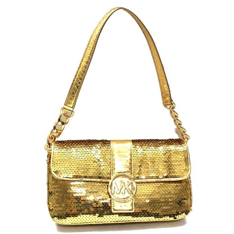 black gold michael kors sequin evening bag gold chain|Macy's.